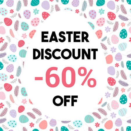 Easter sale. Special offer Easter discount banner. Vector illustration. Print and web design.のイラスト素材