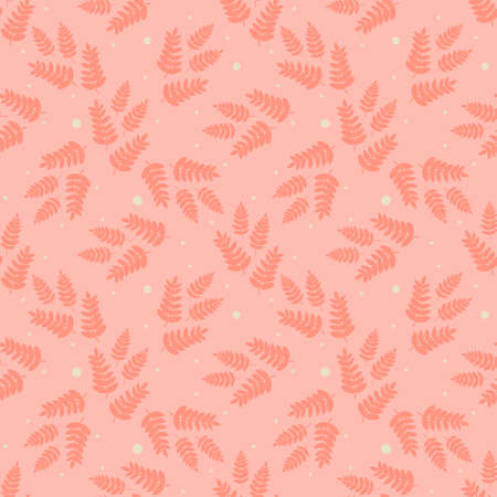 Scandinavian pattern.A pattern of leaves, branches, and twigs in warm orange colors. Hand drawn vector flat illustration Design for textiles, packagingのイラスト素材