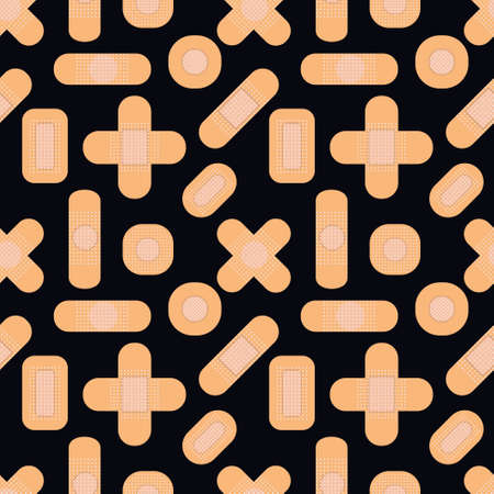 Seamless pattern with medical plasters. Medical patch pattern. Flat vector illustrationのイラスト素材