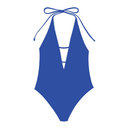 Womens one-piece swimsuit. Bathing clothes. Vector flat illustrationのイラスト素材