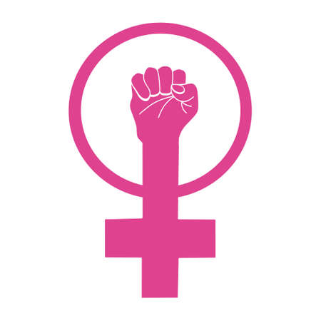 Symbol Of Feminism. fist raised up. Girl power.のイラスト素材