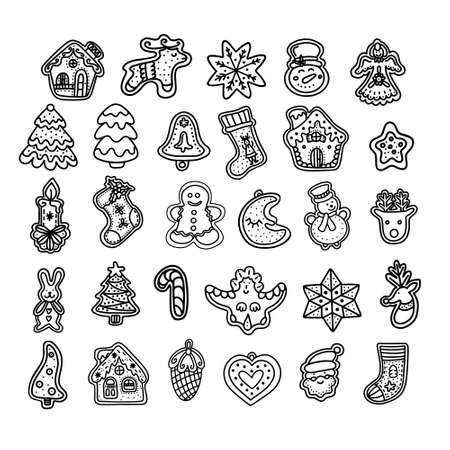 Set of traditional Christmas cookies vector designのイラスト素材
