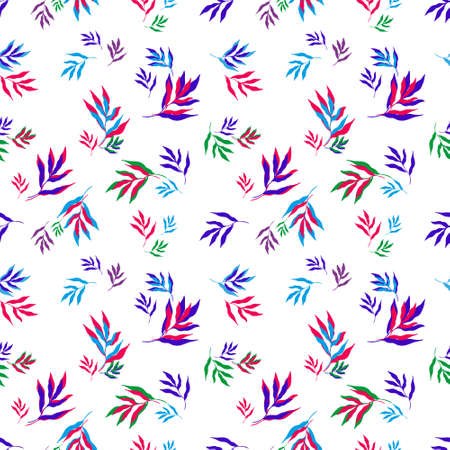 Seamless pattern of colorful tropical leavesのイラスト素材