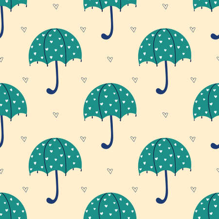 umbrella and hearts pattern vector designのイラスト素材