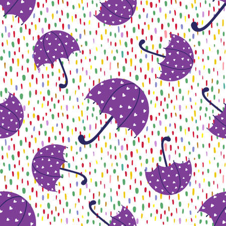 Rain and umbrella seamless pattern. vector illustrationのイラスト素材