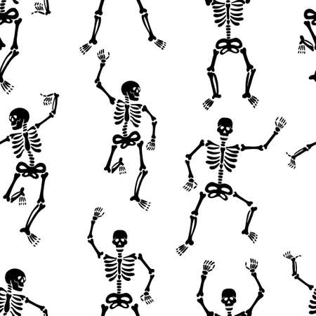 Seamless pattern with black skeletons. Halloween patternのイラスト素材