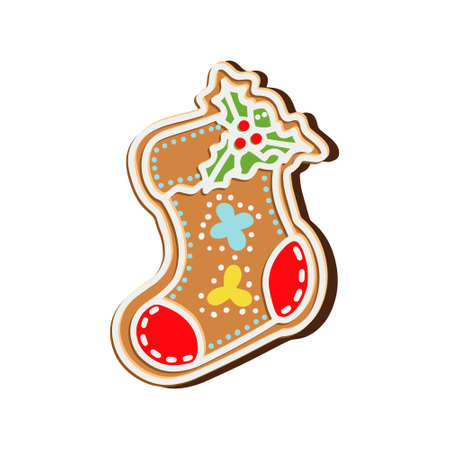 Cookies in a Christmas sock. Vector illustrationのイラスト素材