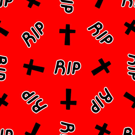 Seamless pattern with crosses and rip inscriptionのイラスト素材