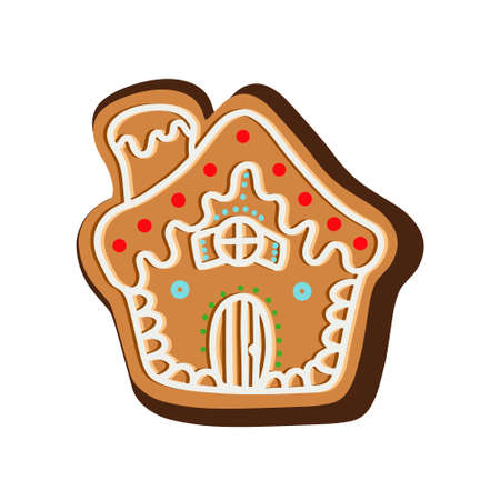 Christmas ginger cookies in the shape of a house. Vector illustrationのイラスト素材