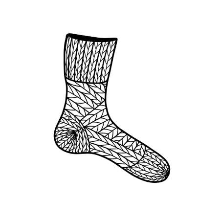 Knitted sock on a white background. Christmas stockingのイラスト素材