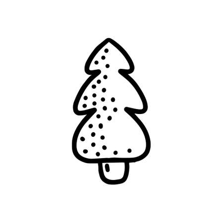 Christmas tree on a white background. Vector illustration in doodle styleのイラスト素材