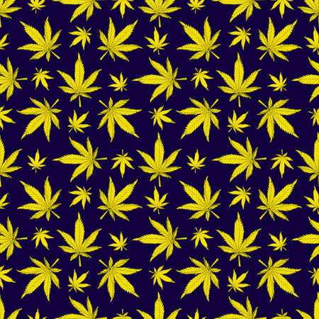 Cannabis pattern.hemp leaves on a black backgroundの写真素材