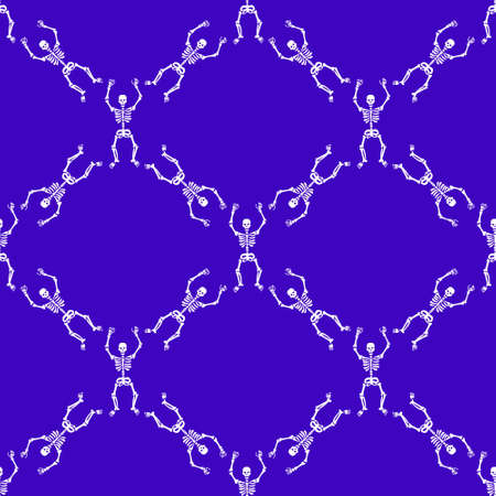 pattern with skeletons on a purple backgroundのイラスト素材
