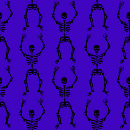 pattern of skeletons on a purple backgroundのイラスト素材