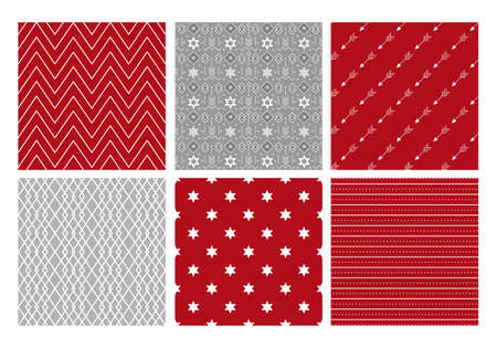 Collection of festive Geometrical Christmas patterns. Vector illustrationのイラスト素材