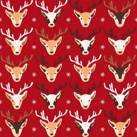 Seamless Christmas pattern with deer. Vectorのイラスト素材