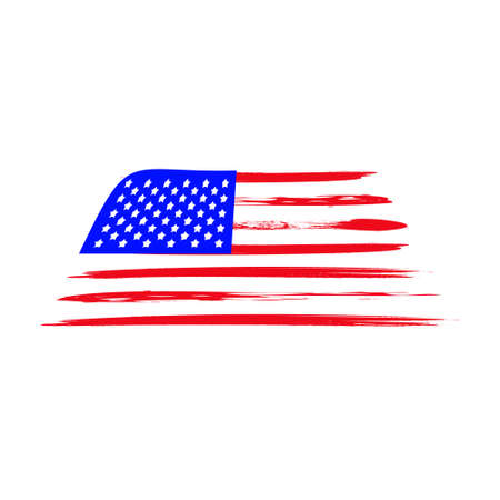 American flag on a white background.Vector illustrationのイラスト素材