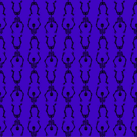 pattern of skeletons on a purple backgroundのイラスト素材
