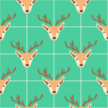 Seamless Christmas pattern with deer. Vector illustrationのイラスト素材