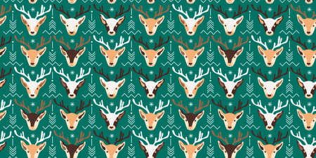 Seamless Christmas pattern design with deerの写真素材