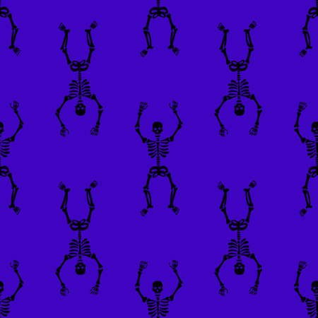 pattern of skeletons on a purple backgroundのイラスト素材