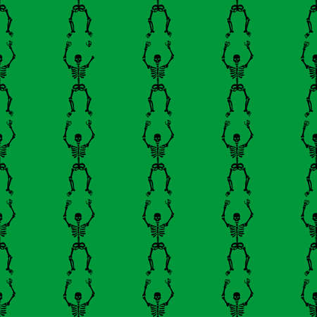 pattern of skeletons on a green backgroundのイラスト素材