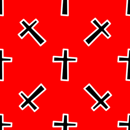 pattern with black crosses on a red background.のイラスト素材
