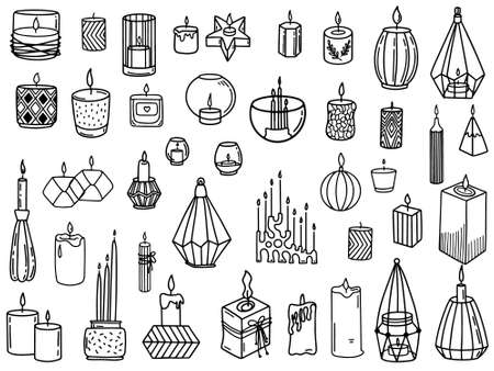 Set of doodle icons of assorted candlesticksのイラスト素材