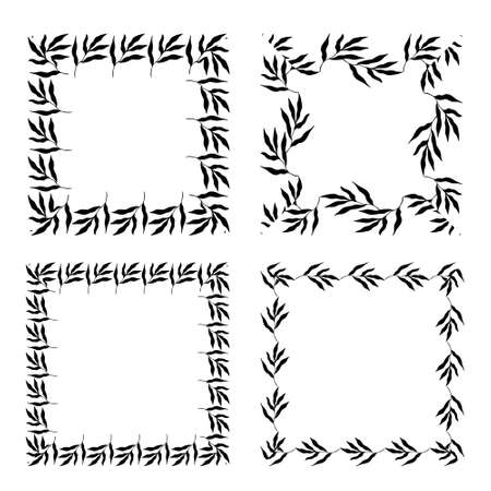 Set of various botanical framesのイラスト素材
