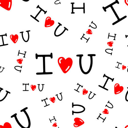 seamless pattern with inscription I love you. Vector illustrationのイラスト素材