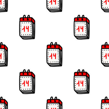 Seamless pattern with calendars with the inscription February 14のイラスト素材