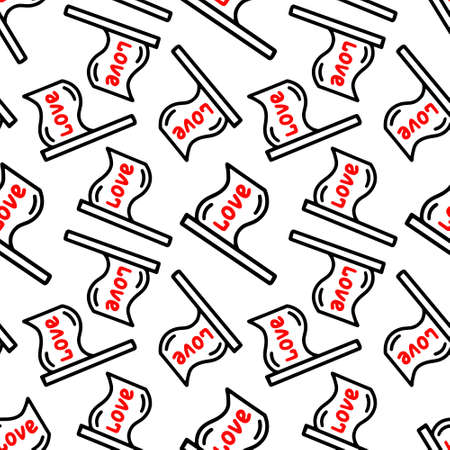 Seamless pattern with a flag with the inscription loveのイラスト素材