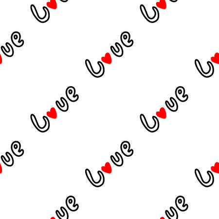 Seamless pattern with the inscription love. Vector illustrationのイラスト素材