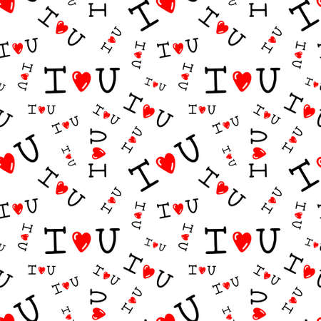 seamless pattern with inscription I love you. Vector illustrationのイラスト素材