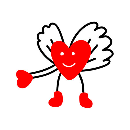 Cute heart with wings. Heart Symbol of love. Illustration for Valentines Dayのイラスト素材