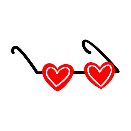 Glasses in with glasses in the shape of a heart. Icon for Valentines Dayのイラスト素材