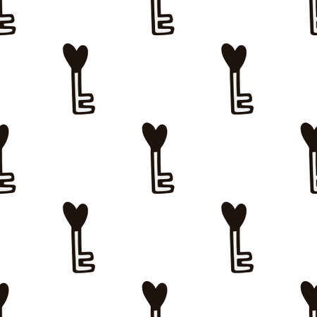 Seamless pattern with a heart-shaped key.vector illustrationのイラスト素材