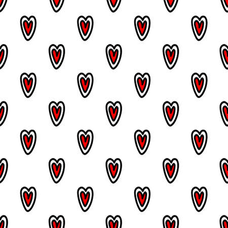 Red hearts seamless pattern. Doodle styleのイラスト素材