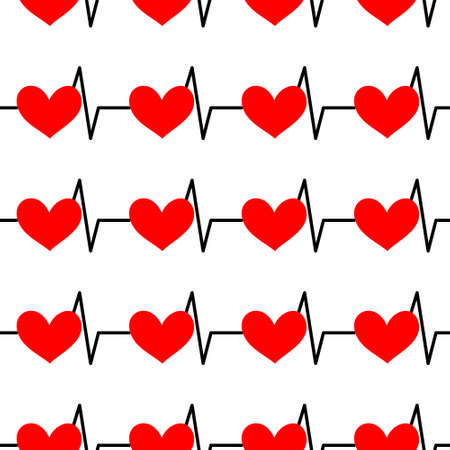 Seamless pattern with heartbeat symbol