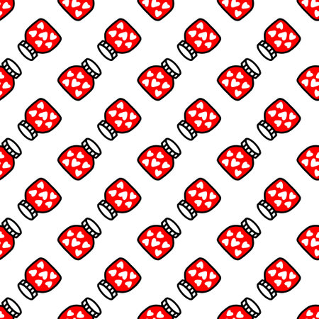 Seamless pattern of Jars with heart.Pattern for Valentines dayのイラスト素材