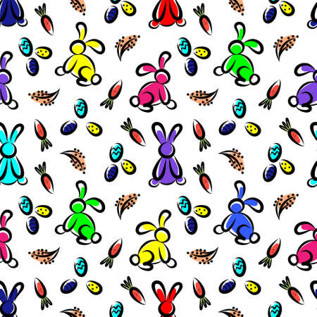 Pattern with bunnies and carrots for Easterのイラスト素材