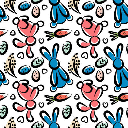 Pattern with bunnies and carrots for Easterのイラスト素材
