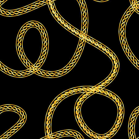 Seamless bohemian pattern with gold chains.のイラスト素材