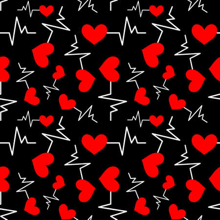 Seamless pattern with heart icon with heartbeat symbolのイラスト素材