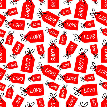 seamless background with the tag with the inscription loveのイラスト素材