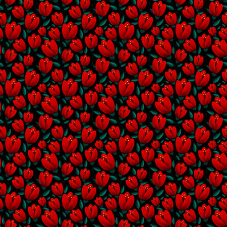 red tulips seamless patternの写真素材
