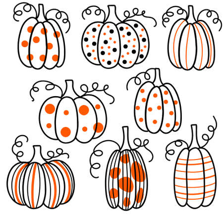 Set of pumpkins for Thanksgiving or Halloween. Vector illustrationのイラスト素材