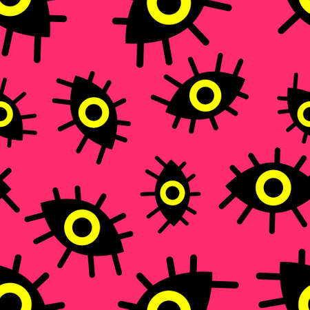 pattern of abstract eyes on a pink background.のイラスト素材
