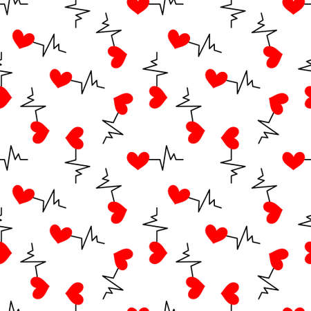 Seamless pattern with heartbeat symbolのイラスト素材
