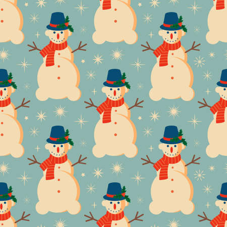 Christmas seamless pattern with Snowman